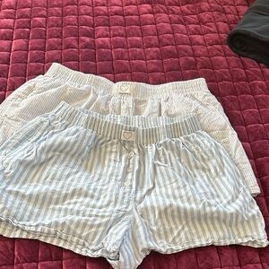 Striped Blue and White Pajama Shorts